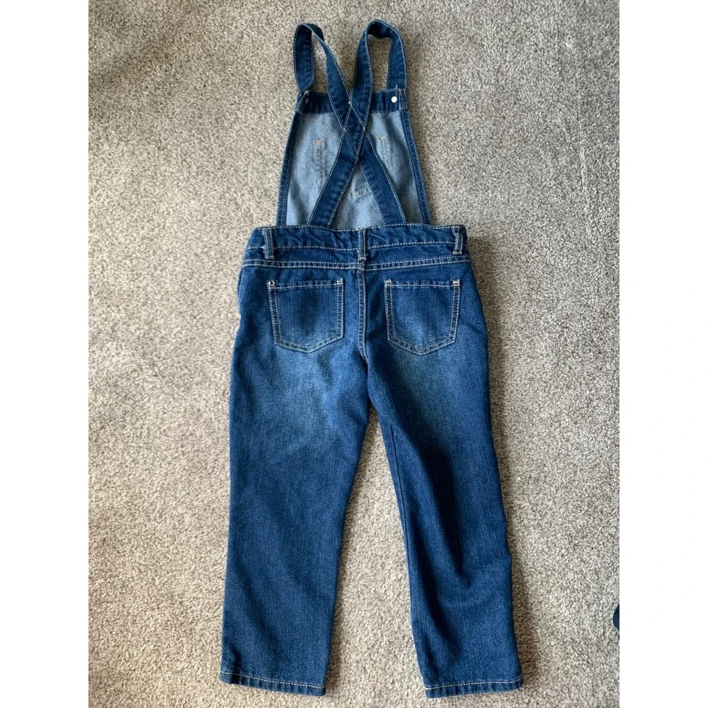 The Childrens Place Kids Dark Wash Skinny Denim Overalls Stretch Size 8